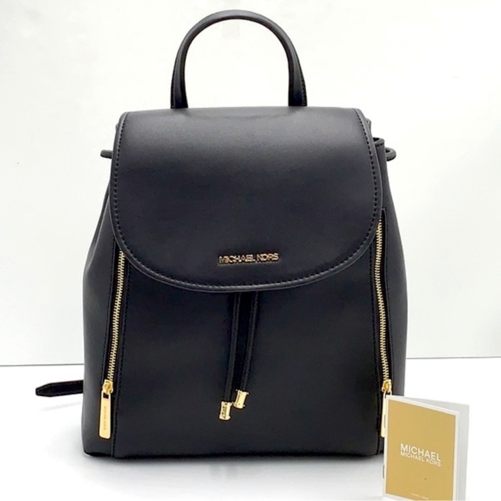 Michael Kors Phoebe 35F2G8PB2B Flap Drawstring Backpack 
Black 
NWT - Picture 5 of 16